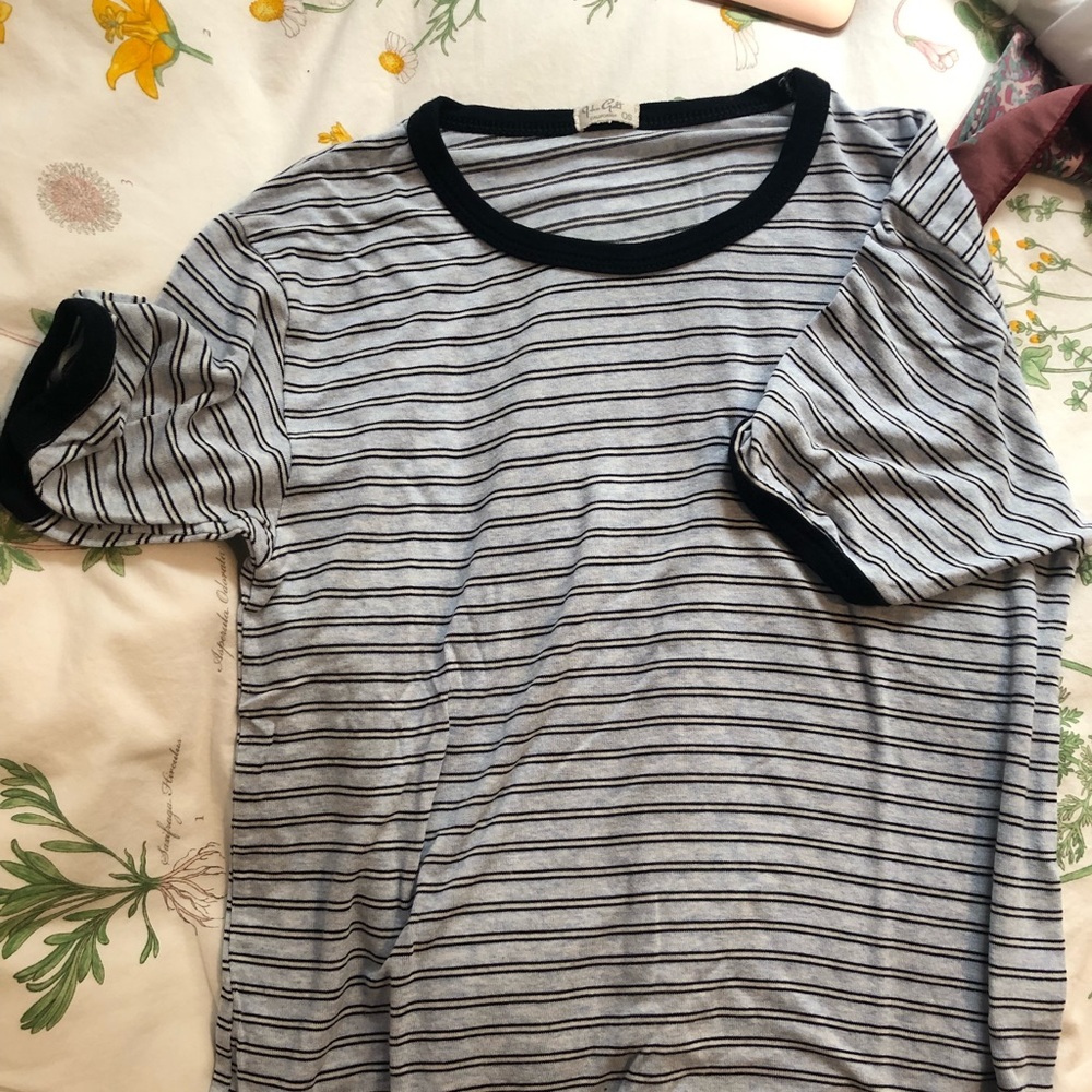 {john galt} super soft blue striped tee